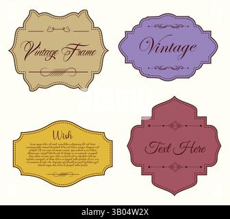 Set di etichette e cornici per etichette vintage. Illustrazione Vettoriale