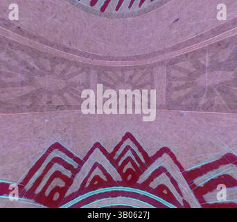 Un design complesso presenta una serie di motivi geometrici e forme, disposti in una composizione armoniosa. I colori contrastanti enfatizzano i dettagli, creando una scena visivamente accattivante che attira l'attenzione attraverso le varie forme. Una pietra ovale decorativa caratterizzata da intricati motivi geometrici e colori vivaci che creano un fascino visivo sorprendente. Arte classica con un tocco moderno reinventata da Artotop, decorazione cinese trasformata, arte classica con un tocco moderno reinventata da Artotop Foto Stock