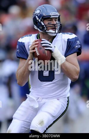 12 dicembre 2010 - San Francisco, California, Stati Uniti - il quarterback Matt Hasselbeck dei Seattle Seahawks durante una sconfitta 40-20 contro i San Francisco 49er al Candlestick Park il 12 dicembre 2010. (Credit Image: © John Pyle/Cal Sport Media/ZUMAPRESS.com) Foto Stock