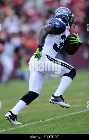 12 dicembre 2010 - San Francisco, California, Stati Uniti - Leon Washington dei Seattle Seahawks durante una sconfitta 40-20 contro i San Francisco 49er al Candlestick Park il 12 dicembre 2010. (Credit Image: © John Pyle/Cal Sport Media/ZUMAPRESS.com) Foto Stock