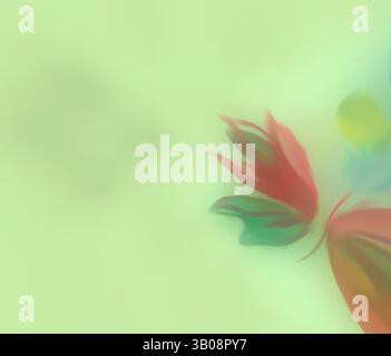 Una composizione leggermente sfocata con forme astratte in tonalità vibranti che evocano l'essenza dei fiori in fiore su uno sfondo delicato e delicato. Un piatto circolare con morbidi motivi floreali in tonalità di rosso, blu e verde, su uno sfondo chiaro di menta. I dettagli sottili dei fiori aggiungono un tocco elegante al design generale. Arte classica con un tocco moderno reinventata da Artotop, tessuti francesi trasformati, prima metà del XIX secolo, arte classica con un tocco moderno reinventata da Artotop Foto Stock