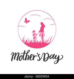 Madre e bambino sagoma arte vettoriale natura Illustrazione Vettoriale