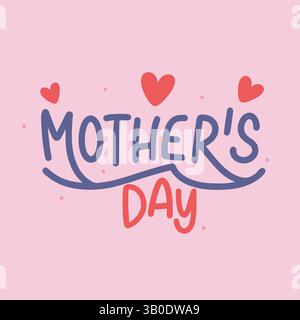 Festa della mamma divertimento cuori arte vettoriale Illustrazione Vettoriale