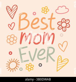 La migliore mamma di sempre Doodles Vector art Illustrazione Vettoriale