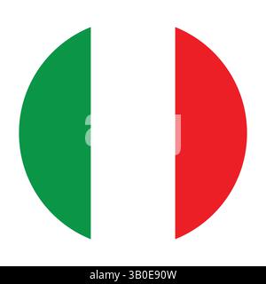 una semplice illustrazione vettoriale di una forma rotonda con strisce verticali verdi, bianche e rosse, che rappresentano una bandiera nazionale in un ambiente pulito Illustrazione Vettoriale