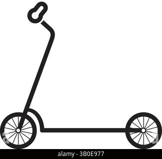 icona della linea nera di uno scooter da calcio con due ruote e manubrio, simbolo semplice di scooter elettrico o manuale utilizzato per il trasporto, la mobilità e la mobilità Illustrazione Vettoriale