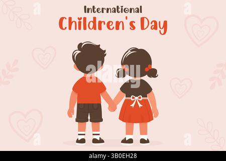 Illustrazione di un vettore piatto con poster per la giornata internazionale dei bambini. Illustrazione Vettoriale