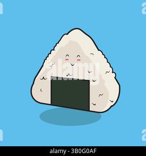 Simpatica illustrazione vettoriale di Onigiri Mascot Illustrazione Vettoriale