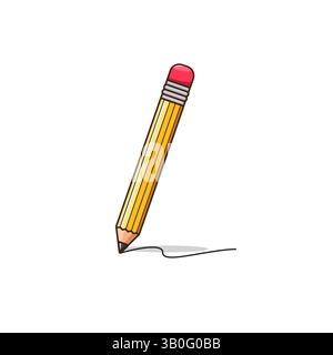 Illustrazione gialla a matita, disegno di un cartone animato Illustrazione Vettoriale