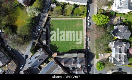 Vista aerea 4K nelle aree Wirral di, Birkenhead, Wallasey, New Brighton, West Kirby, Arrowe e Oxton. Foto Stock