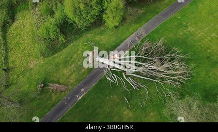 Vista aerea 4K nelle aree Wirral di, Birkenhead, Wallasey, New Brighton, West Kirby, Arrowe e Oxton. Foto Stock