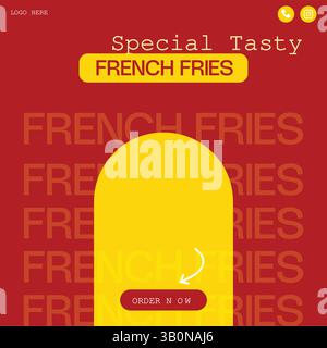 Food social media post , Fries social media post template banner Illustrazione Vettoriale