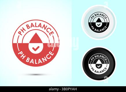 Illustrazione del design dell'icona di bilanciamento DEL PH. Simbolo icona bilanciamento PH neutro, simbolo concetto di acidità libera a colori, bianco e nero Illustrazione Vettoriale