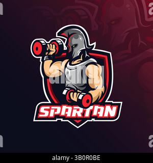 design vettoriale del logo della mascotte spartana con un moderno stile di illustrazione per la stampa di badge, emblemi e t shirt. illustrazione spartana con schermatura. Illustrazione Vettoriale