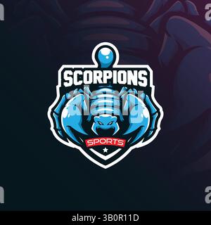 design vettoriale con logo della mascotte scorpion e design moderno per la stampa di badge, emblemi e t shirt. illustrazione di scorpione arrabbiata. Illustrazione Vettoriale