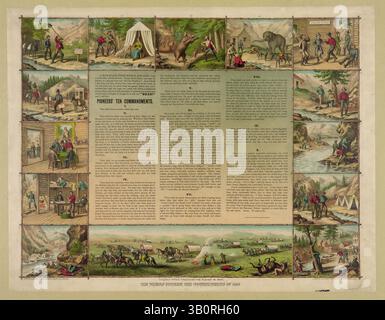 6 giugno 1887 - Stati Uniti - i minatori pionieri dieci comandamenti del 1849 - Scene quando attraversano le pianure. (Immagine di credito: © BuyEnlarge/ZUMAPRESS.com) Foto Stock