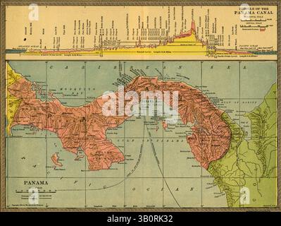 1904 - Sud America - Mappa di Panama Canal zone. (Immagine di credito: © BuyEnlarge/ZUMAPRESS.com) Foto Stock