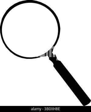 Icona della lente d'ingrandimento con silhouette nera Illustrazione Vettoriale