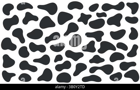 Il design interessante e unico presenta un motivo composto da macchie nere disposte su uno sfondo bianco brillante, creando un contrasto visivo Illustrazione Vettoriale