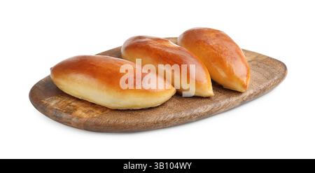 Molte gustose polpettine al forno isolate su bianco Foto Stock