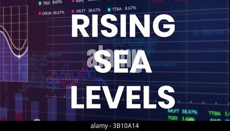Immagine dell'innalzamento del livello del mare rispetto al grafico finanziario Foto Stock