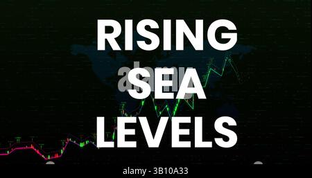 Immagine dell'innalzamento del livello del mare rispetto al grafico finanziario Foto Stock