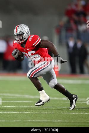 13 novembre 2010: Il n. 36 Brian Rolle dei Ohio State Buckeyes arriva in copertura contro i Penn State Nittany Lions. L'Ohio State ha battuto la Penn State 38-14 all'Ohio Stadium di Columbus, Ohio. (Immagine di credito: © Greg Ashman/Cal Sport Media/ZUMApress.com) Foto Stock