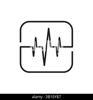 Icona del battito cardiaco. Battito cardiaco. ecg della linea della frequenza isolato su sfondo bianco. ecg medico Cuore cardiovascolare. Vita sana. Monitorare il ritmo Illustrazione Vettoriale