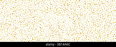 Coriandoli dorati senza cuciture. Sfondo a ripetizione con punti glitter dorati. Carta da parati a puntini di polka luminosi ripetuti. Decorazioni per festeggiamenti di Natale, Capodanno, matrimoni o feste di compleanno. Sfondo vettoriale Illustrazione Vettoriale