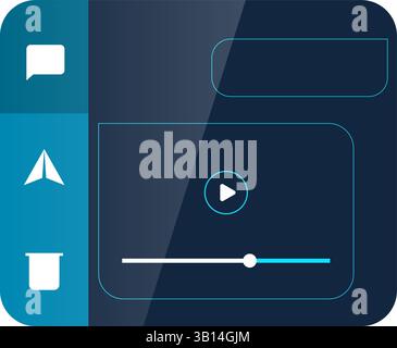 Concetto di interfaccia utente pulito e minimalista per un'applicazione di messaggistica. Il design include una barra laterale con le icone messaggio, invio e cestino Illustrazione Vettoriale