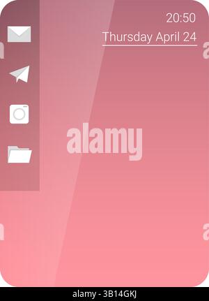 Interfaccia dashboard mobile pulita e moderna con una barra laterale con icone di posta, invio, fotocamera e cartella Illustrazione Vettoriale