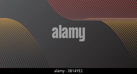 linee sfumate ondulate marrone rosso su sfondo scuro. Design semplice con spazio di copia. Sfondo per banner Web poster modello copertina design Illustrazione Vettoriale