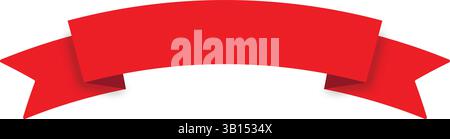 Icona vettoriale per striscioni con nastro curvo rosso o disegno di etichette decorative per Web e stampa Illustrazione Vettoriale