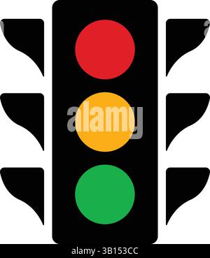 Icona del semaforo Design vettoriale con illustrazione del segnale rosso, giallo e verde Illustrazione Vettoriale
