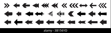 Freccia. Cursore. Icona del vettore freccia. Semplici frecce moderne. Raccolta di diverse frecce in stile piatto per il web design o l'interfaccia. Simboli di direzione . Illustrazione Vettoriale