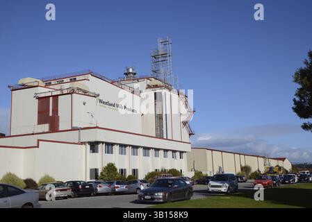 HOKITIKA, NUOVA ZELANDA, 27 GIUGNO 2016: Lo stabilimento di Westland Milk Products impiega centinaia di persone a Hokitika, nuova Zelanda, Oceania Foto Stock