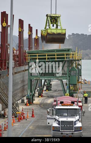 LYTTLETON, NUOVA ZELANDA, 21 NOVEMBRE 2019: Il Powan (IMO: 9721578, MMSI 477027600) una portaerei costruita nel 2016 e attualmente navigante sotto la bandiera Foto Stock