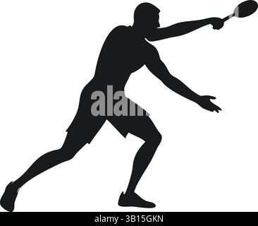 Silhouette dell'uomo che gioca a tennis | Sport azione Shadow Illustration Illustrazione Vettoriale