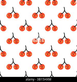 Ciliegie carine con espressioni facciali Illustrazione Vettoriale