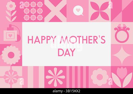 Layout di benvenuto per la festa della mamma con motivi floreali Illustrazione Vettoriale