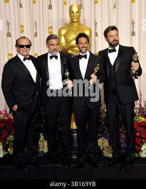 Jack Nicholson, George Clooney, Grant Heslov e Ben Affleck al 85° Annual Academy Awards - The Oscar a Los Angeles - 24 febbraio 2013 Foto Stock