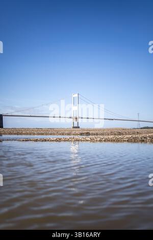 Severn Bridge, First Severn Bridge, che collega Galles e Inghilterra, Regno Unito. Foto Stock