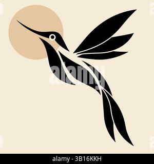 Modern Hummingbird Vector Illustration — Abstract minimalista Bird Design Illustrazione Vettoriale