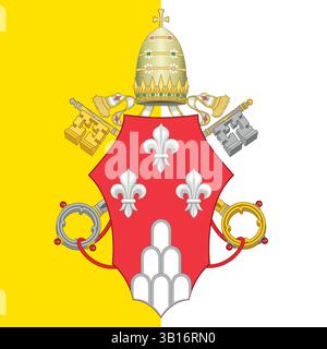Stemma di Papa Paolo vi Vescovo di Roma, 1963-1978, sullo sfondo della bandiera della Santa sede Illustrazione Vettoriale