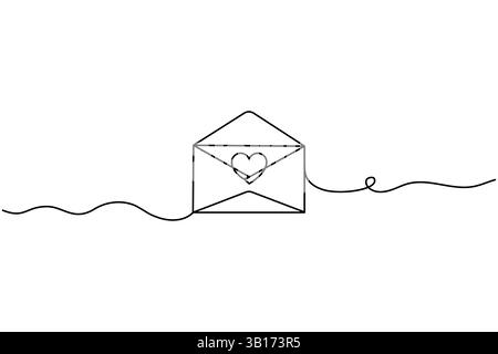 Love quest'ultimo disegno continuo di una linea di valentine day delinea semplice icona vettoriale. Illustrazione Vettoriale