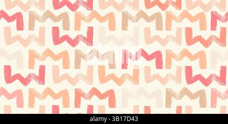 Motivo senza cuciture con forme astratte a mano libera in toni caldi con tratti di pennello morbidi. Divertenti scarabocchi geometrici su sfondo chiaro Illustrazione Vettoriale
