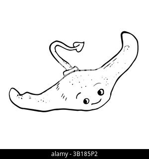 Puzza di mare, uno schizzo in inchiostro bianco e nero. Illustrazione vettoriale. Un disegno di un animale marino, puzzolente, evidenziato su uno sfondo bianco. Lineare Illustrazione Vettoriale