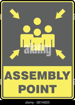 Cartello del punto di montaggio di emergenza per la consapevolezza della sicurezza Illustrazione Vettoriale
