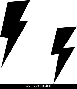 Set di icone piatte Lightning Bolt – Thunderbolt Vector Clipart Collection in stile minimale per i concetti energia, tempesta, tempo, elettricità e potenza Illustrazione Vettoriale