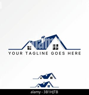 Design del logo concept grafico immagine vettoriale premium creativa TOP sell 2 semplice casa sul tetto con camino e finestra edificio esterno Illustrazione Vettoriale